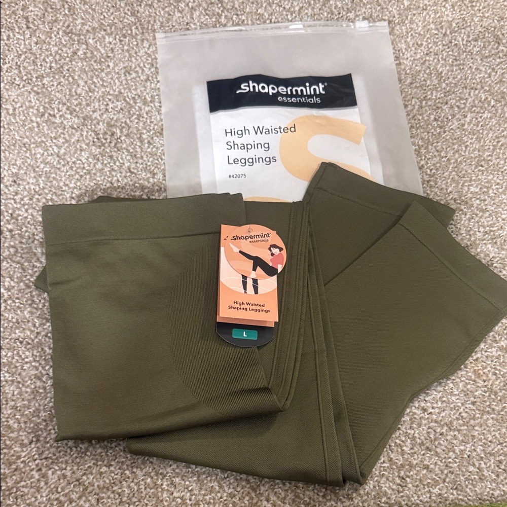 Shapermint Olive Green High-Waist Shaping Leggings large NWT